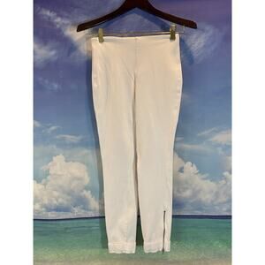 Lysse White Cropped Cuffed Ankle Zip Leggings Sz XS EUC MSRP $98